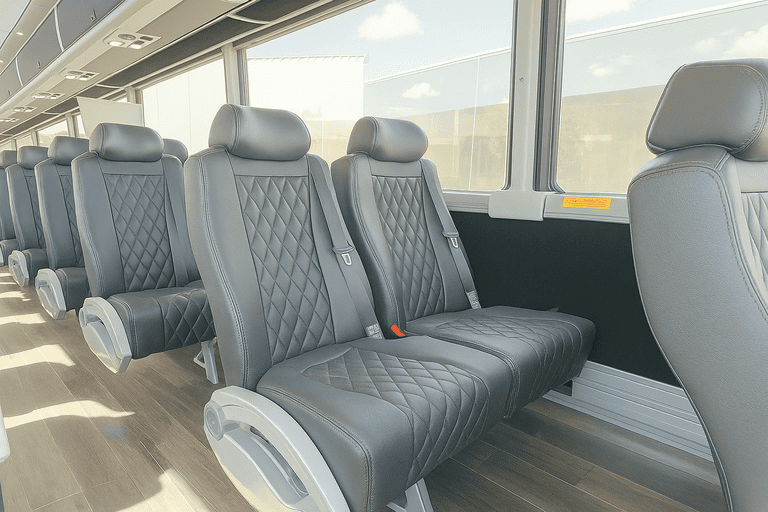 interior of Honolulu Minibus Company charter bus