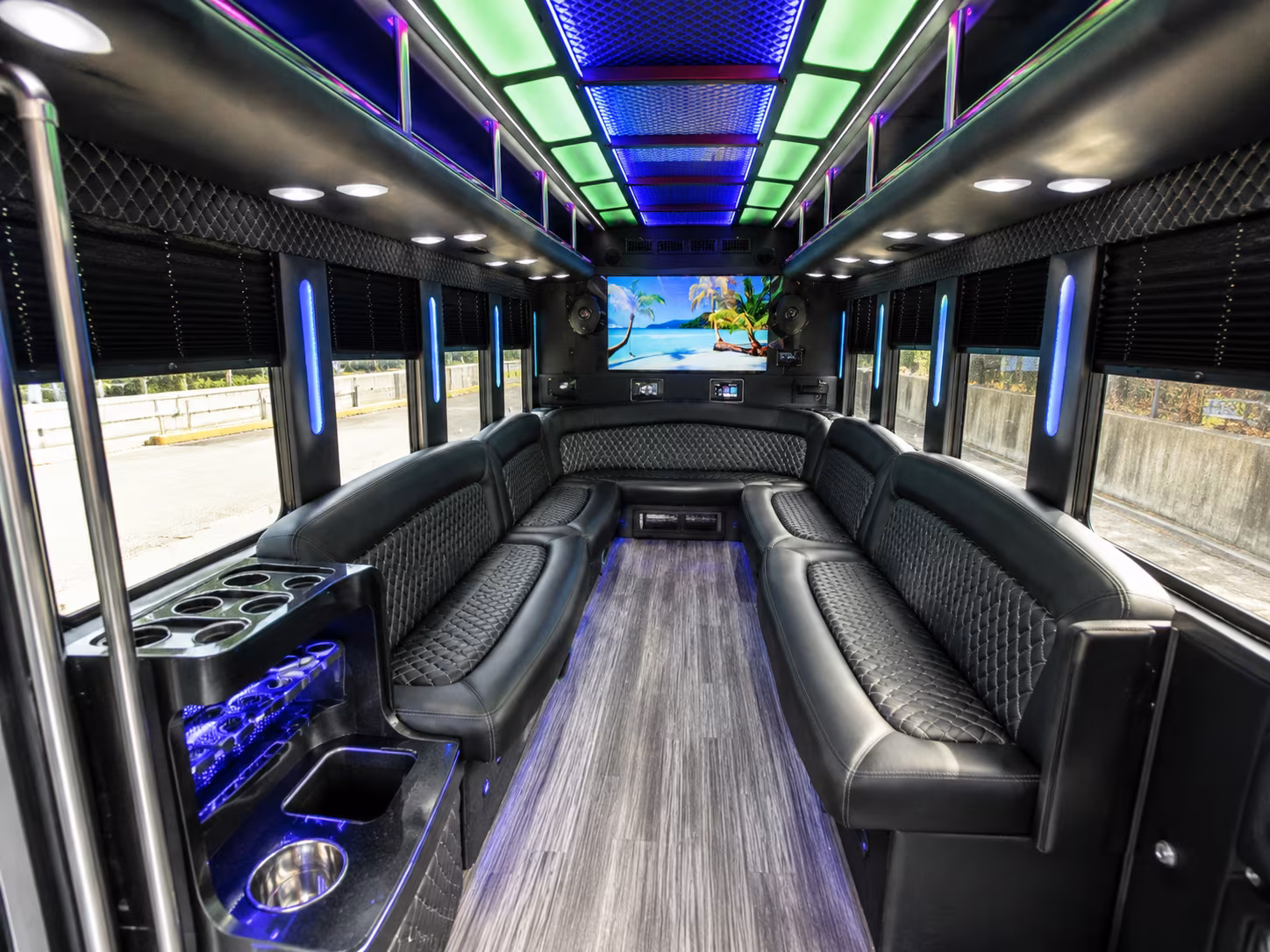 honolulu 18 passenger party bus inside
